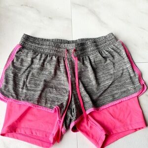 Champion shorts built-in spandex gray pink small
